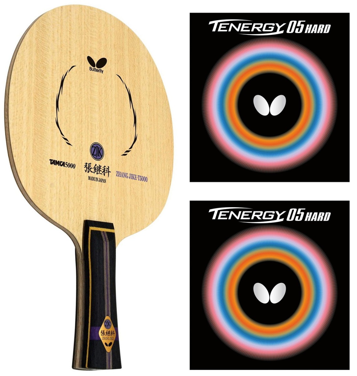 Zerama Professionelle Pingpong-Schläger Holz Gummi Anti-Skid Griff Tischtennis Paddel mit 2 Bälle und Travel Case